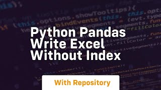 python pandas write excel without index