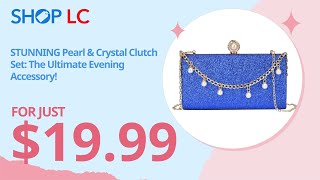 Royal Blue Sparkling Clutch Set with Pearl Bracelet \u0026 Necklace