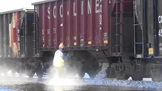 CP 2204 Leads Work Train in Flood Waters, Davenport, IA