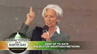 Christine Lagarde on stage at Global Citizen 2015 Earth Day