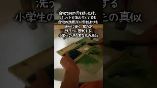 【小学生の頃のあなたの真似】自宅で絵の具を使った後、パレットを洗おうとするも自宅の洗面所が学校よりも遥かに狭く、案の定洗うのに苦戦する小学生の頃のあなたの真似 #shorts