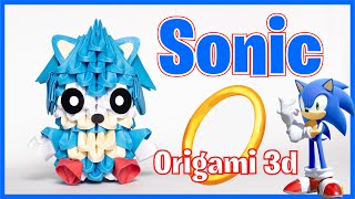 Cómo Hacer a SONIC de ORIGAMI 3d 🦔 📀 en Español (FÁCIL) ¡127 Piezas! Tutorial Paso a Paso