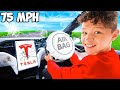 Little brother destroys TESLA and gets GROUNDED!