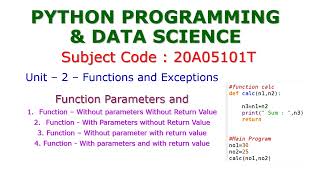 Function-Parameters-Examples for Parameter Passing-PYTHON PROGRAMMING & DATA SCIENCE-20A05101T