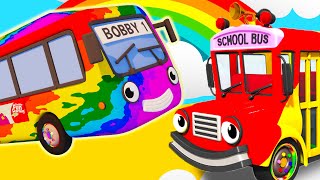 Rainbow Buses & More Baby Bus Songs & Nursery Rhymes | Gecko's Garage | Wheels On The Bus Songs