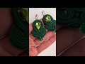 Bohemian emerald green earrings / Soutache glass crystal earrings