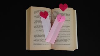 Origami Heart bookmark instructions 折り紙のハートのしおりブックマーク簡単な折り方