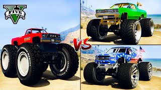 Indian Monster Truck vs Mega Monster Truck vs American Monster Truck - GTA 5 Cars Which is best?