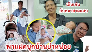 พาแฝดบุกบ้านย่าหน่อย​ เดินเล่นยามเย็น​ ทักทายหมา3แสบ​ ให้ย่ากล่อมนอน