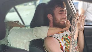 Psycho Woman Chokes Out Uber Driver