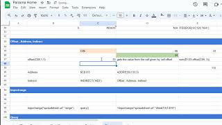 offset function in Google Sheet usecase of offset function