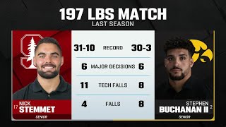 197 LBs: Iowa's Stephen Buchanan II  vs. Stanford's Nick Stemmet | Big Ten Wrestling | 11/9/24