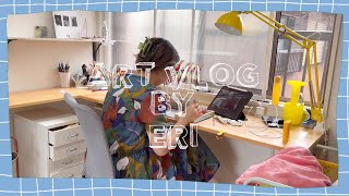 [刺繍作家のvlog] 早朝からひたすら塗って縫って縫う日常/刺繍教室/ 7月のしおり/地獄キッチン