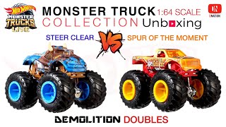 Hot Wheels Steer Clear vs Spur of the Moment Demolition Doubles Diecast Monster Trucks - Dnation