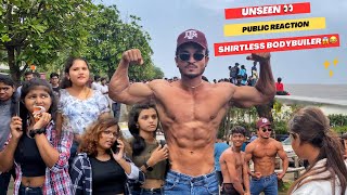 Unseen Public reaction on Shirtless Bodybuilder 😱😂/Marine Drive Mumbai/parts 6