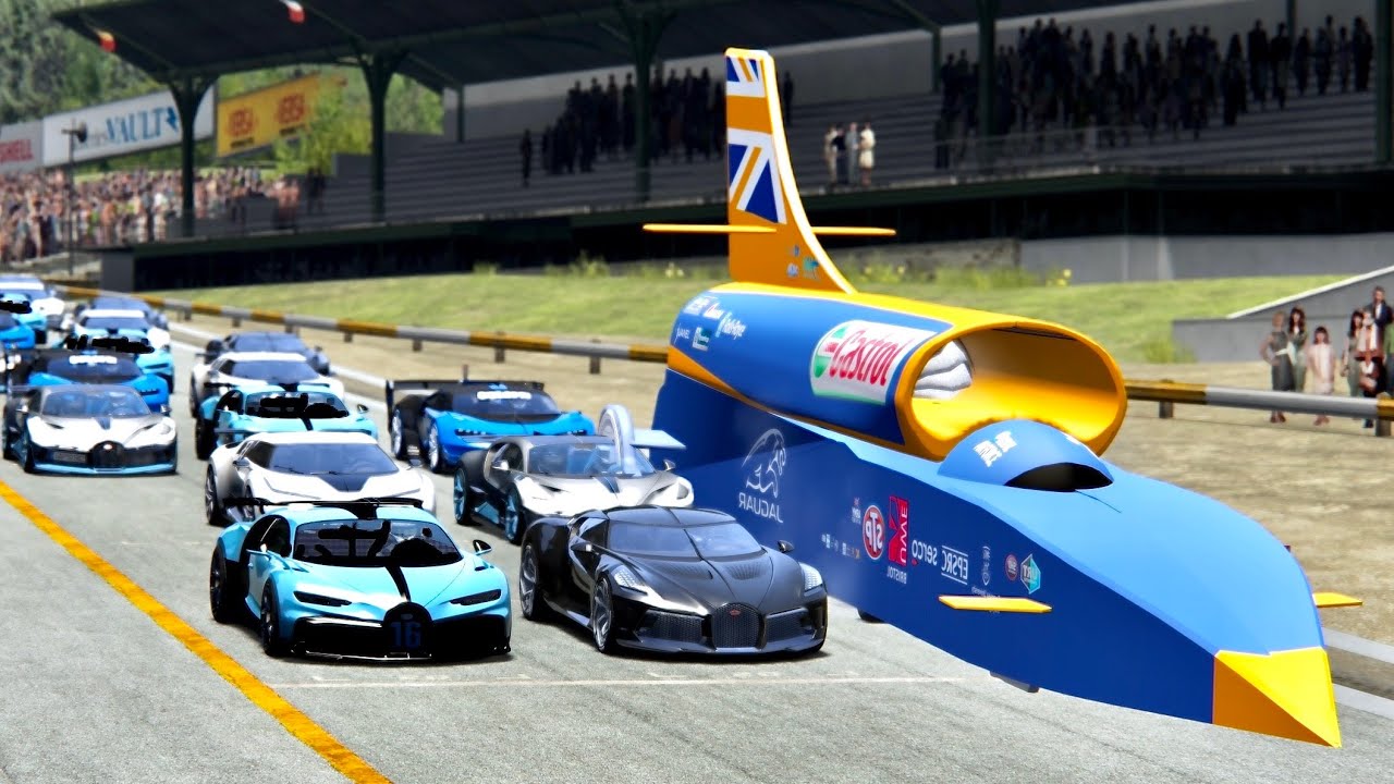 Bloodhound SSC Fastest Car In The World Vs Bugatti Hypercars - Drag ...