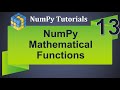 Machine Learning Tutorial Python NumPy : 13 . Mathematical Functions