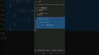 Find transpose of 3×3 matrix using 2-D array || 2d array in c || #shorts #arrays || c_62
