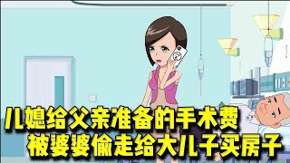 儿媳给父亲准备的手术费，被婆婆偷走给大儿子买房子，儿媳气不过直接将婆婆告上法庭#家庭 #家庭矛盾 #婚姻 #婆媳 【肖十二情感动画】