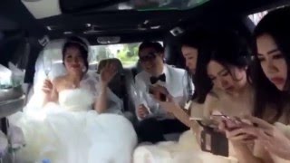 Lora Christelle Lim 16 Feb 2016 Wedding convoy in Chrysler Stretch Limousine with bridesmaids dance!