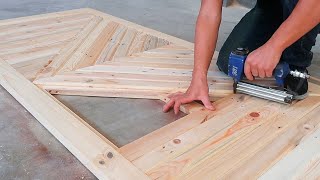 Amazing Pallet Woodworking Project // How To Build A Modern DIY Sliding Barn Door //DIY Woodworking