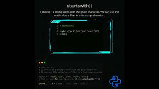 startswith( ) method | python tutorial #shorts #python #pythonprogramming