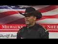 Sheriff David Clarke reacts to protests