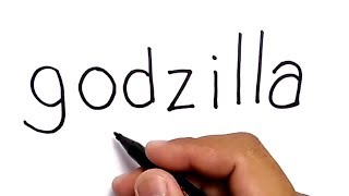 VERY EASY ! How to turn words GODZILLA into cartoons for KIDS / learn how to draw