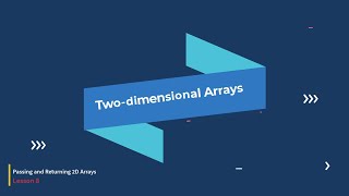 Lecture 45 - Chapter 7 - Passing and Returning 2D Arrays to Methods - Array 2d - ITCS114