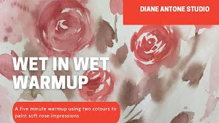 Roses Winter Warmup in Watercolor - How to Paint Impressionistic Flowers in Simple Beginners Style