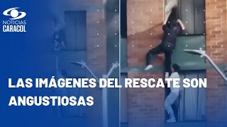 Video de heroico rescate en Bogotá: hombre salvó a mujer y su mascota durante incendio en edificio
