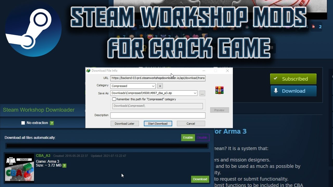 Tutorial Download Mod Steamworkshop For Cracked Game - YouTube