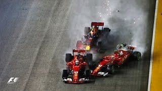 Vettel, Verstappen, Raikkonen Crash In Dramatic Start | 2017 Singapore Grand Prix