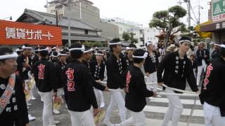 2014和泉市だんじり祭り宵宮　十一町パレード／府中・市辺町、パルコ前ハプニング（平成26年10月11日）