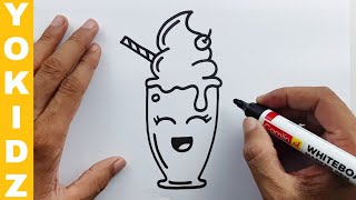 How to Draw Milkshake Easy | Yokidz Drawing