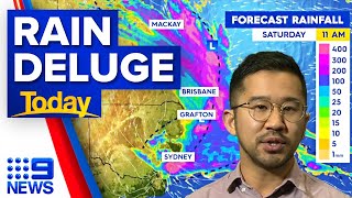 Flood warnings ahead of major rain deluge across NSW | 9 News Australia