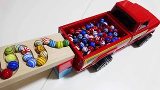 Marble Run ASMR Race ☆ HABA Slope \u0026 Dump Truck Excavator Ambulance Forklift Garbage Truck Tractors