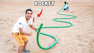 We Try Rocket In 100 feet Long Pipe - Impossible ? रॉकेट तो सांप बन गया 😂