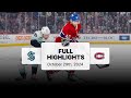 NHL Highlights | Kraken vs. Canadiens - October 29, 2024