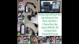 OEM Original Xbox High Definition AV Pack X08-25301 + 2 Games: NFL 2K5 + NCAA Football 2005/Top Spin