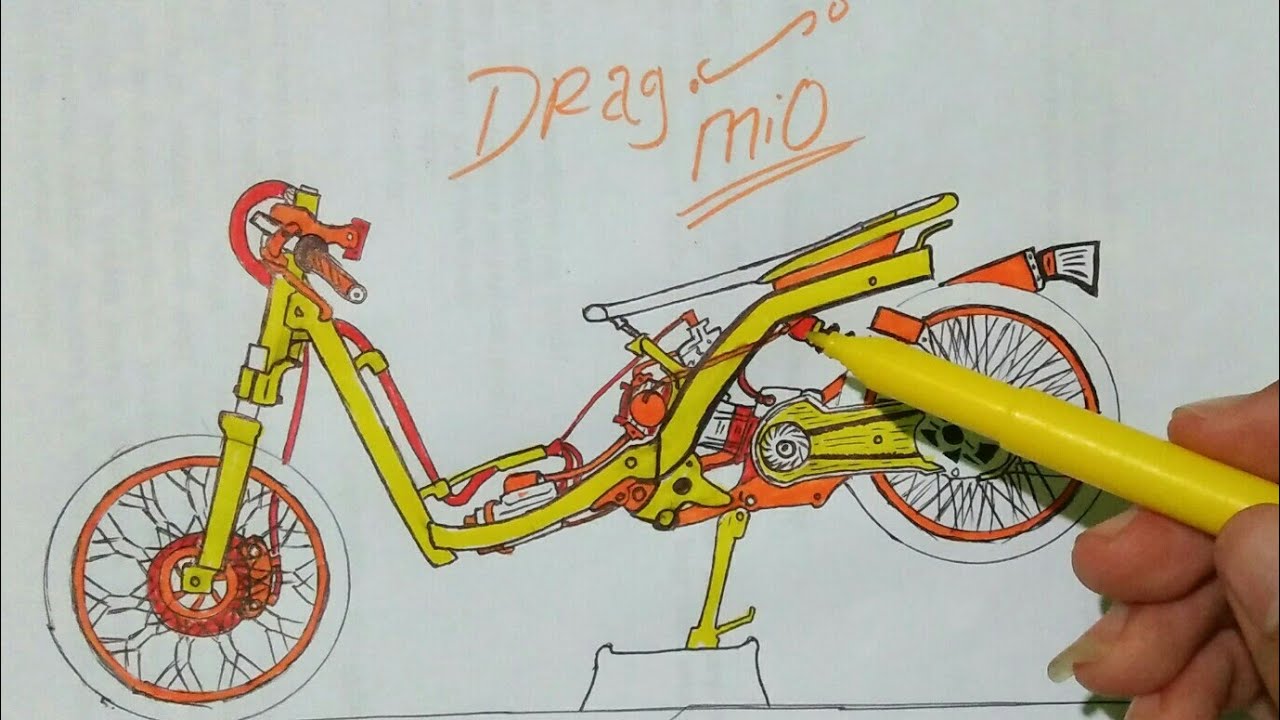 Cara Menggambar Motor Drag Yang Mudah - Mengggambar Dan Mewarnai 💕💕