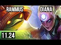 RAMMUS vs DIANA (JNG) | 3/0/9, Rank 4 Rammus, 900+ games, 1.2M mastery | BR Grandmaster | 11.24