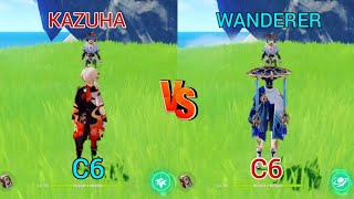 Kazuha vs Wanderer (Scaramouch) DPS Anemo C6 RAW dmg comparison, Who is the best