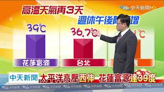 20200616中天新聞　【氣象】太平洋高壓西伸　花蓮富源達39度