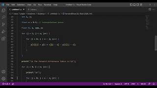 NEWTONS forward interpolation using C