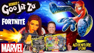 Marvel Heroes of Goo Jit Zu Mega 6 Pack Black Widow White Suite, Spider-Man AdventureFun Toy review!