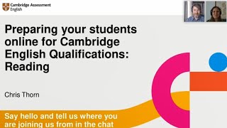 Preparing your students online for Reading papers in Cambridge English Qualifications