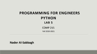 COMP215 Programming for Engineers Lab 5 (Python)