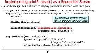 The Java Sequential SearchStreamGang Example: Implementing the WordSearcher.printPhrases() Method