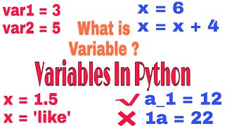 What Is Variables | Variables In Python | Rule For Variable Name | Hindi
